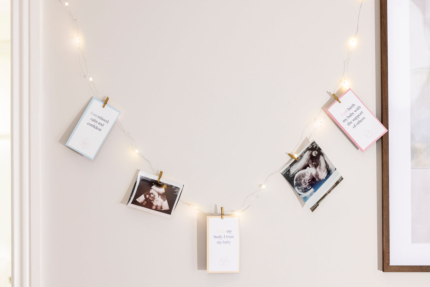 Affirmations, Fairy lights and Gold Pegs Set